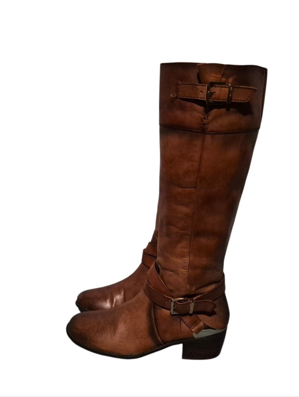 Arturo Chiang Brown Leather Knee-High Side-Zip Riding Boots Women's Size 7M